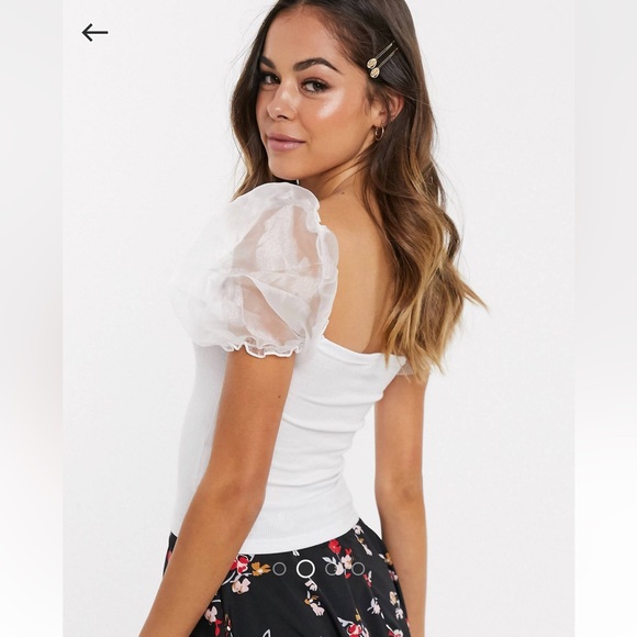 ASOS White Organza Sleeve top - Picture 2 of 8